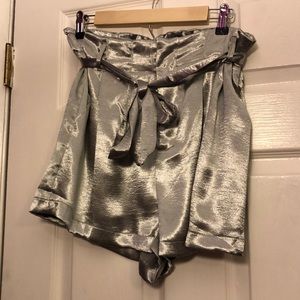 She and sky silver high-waisted shorts L